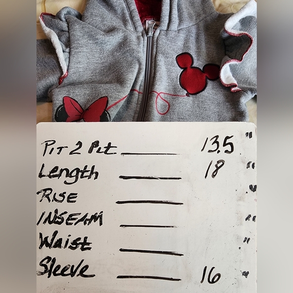 DISNEY MINNIE MOUSE Gray Girl’s Black Hoodie Zip Sweatshirt SZ 5 - Picture 8 of 8